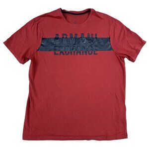 Armani Exchange Mens 100% Cotton Red & Black T-Shirt Sz Large